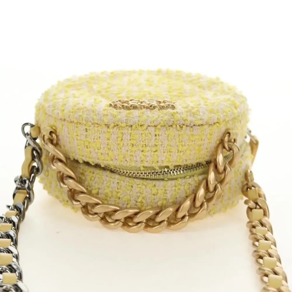 Chanel Chain Shoulder Bag Yellow Canvas